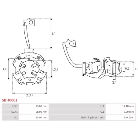 Porte-balais de démarreur pour BOSCH 0001362043, 0001362044, 0001362045, 0001362046