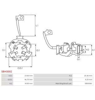 Porte-balais de démarreur pour BOSCH 0001368068, 0001368069, 000136807