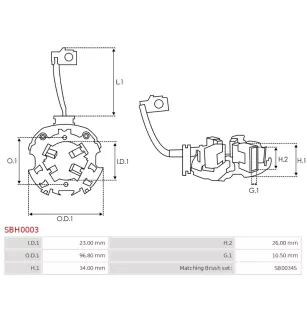 Porte-balais de démarreur pour BOSCH 0001367045, 0001367046, 000136704