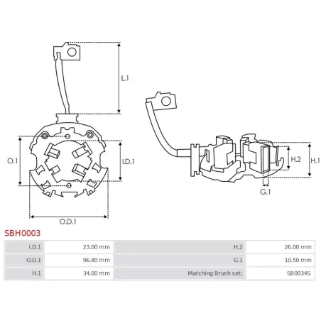 Porte-balais de démarreur pour BOSCH 0001367045, 0001367046, 0001367047