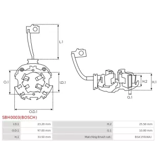 Porte-balais de démarreur pour BOSCH 0001367016, 0001367017, 000136701