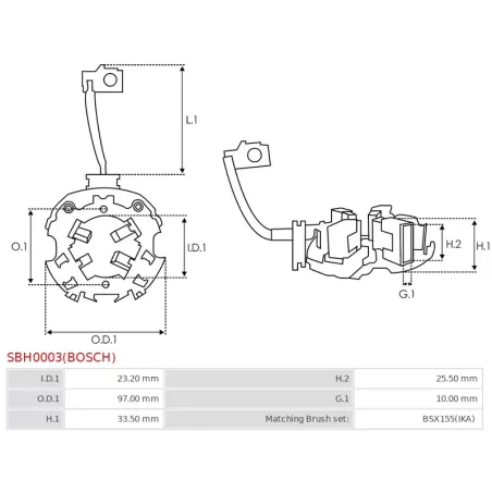 Porte-balais de démarreur pour BOSCH 0001367016, 0001367017, 0001367018