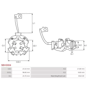 Porte-balais de démarreur pour BOSCH 0001362600, 0001362601, 0001362604, 0001362605