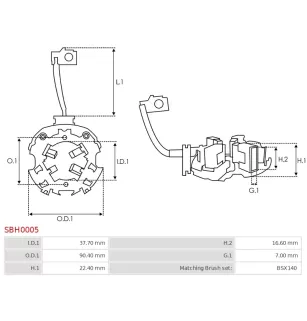 Porte-balais de démarreur pour BOSCH 0001317013, 0001317014, 000131701