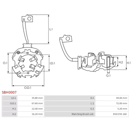 Porte-balais de démarreur pour BOSCH 0001108047, 0001108048, 0001108052