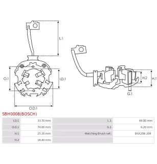 Porte-balais de démarreur pour BOSCH 0001110061, 0001110062, 000111006