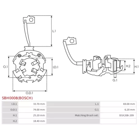 Porte-balais de démarreur pour BOSCH 0001110061, 0001110062, 0001110069