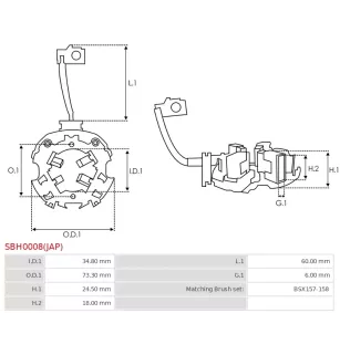 Porte-balais de démarreur pour BOSCH 0001110047, 0001110054, 000111005