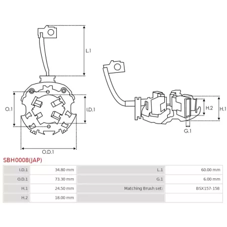 Porte-balais de démarreur pour BOSCH 0001110047, 0001110054, 0001110055