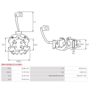 Porte-balais de démarreur pour BOSCH 0001110087, 0001110088, 000111009