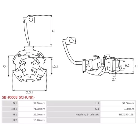 Porte-balais de démarreur pour BOSCH 0001110087, 0001110088, 0001110091, 0001110098