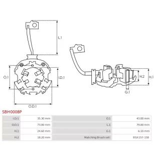 Porte-balais de démarreur pour BOSCH 0001110057, 0001110058, 000111005