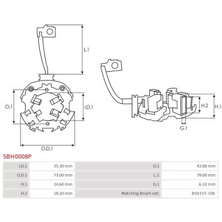 Porte-balais de démarreur pour BOSCH 0001110057, 0001110058, 0001110059