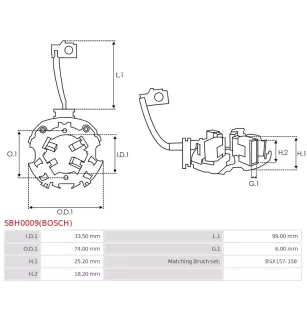 Porte-balais de démarreur pour BOSCH 0001110013, 0001110016, 000111001