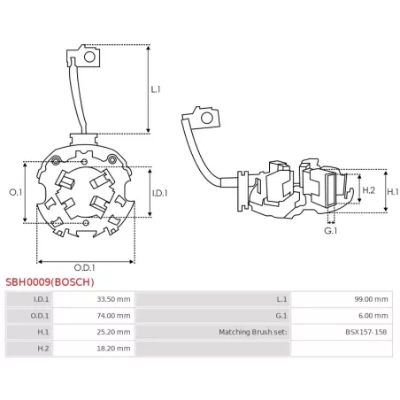 Porte-balais de démarreur pour BOSCH 0001110013, 0001110016, 0001110017, 0001110019