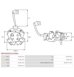 Porte-balais de démarreur pour BOSCH 0001110016, 0001110017, 000111001