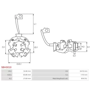 Porte-balais de démarreur pour BOSCH 9000331409, 9000331411, 900033141