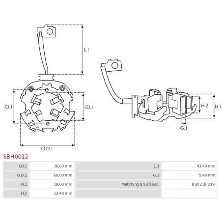 Porte-balais de démarreur pour BOSCH 0001107008, 0001107009, 0001107011, 0001107012