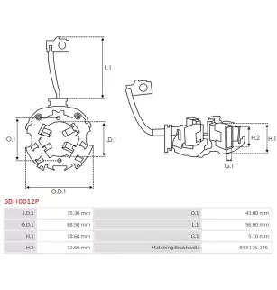 Porte-balais de démarreur pour BOSCH 0001121009, 0001121010, 000112101