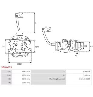 Porte-balais de démarreur pour BOSCH 0001108059, 0001108060, 000110807