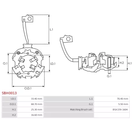 Porte-balais de démarreur pour BOSCH 0001108059, 0001108060, 0001108076, 0001108077