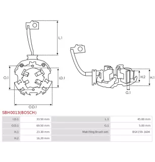 Porte-balais de démarreur pour BOSCH 0001108059, 0001108060, 000110807