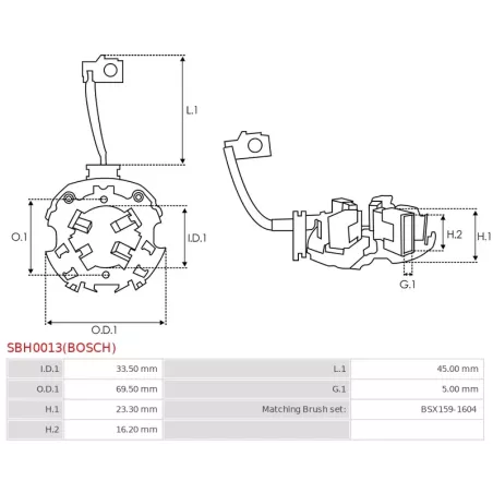 Porte-balais de démarreur pour BOSCH 0001108059, 0001108060, 0001108076, 0001108077