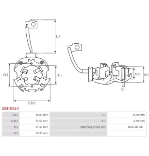 Porte-balais de démarreur pour BOSCH 0001110003, 0001110026, 000111008