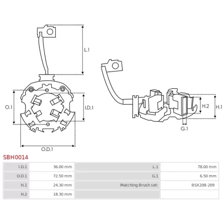 Porte-balais de démarreur pour BOSCH 0001110003, 0001110026, 0001110080, 0001110089