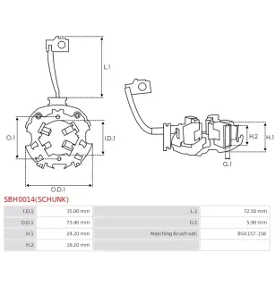 Porte-balais de démarreur pour BOSCH 0001110003, 0001110026, 000111008