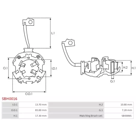 Porte-balais de démarreur pour BOSCH 0001208054, 0001208200, 0001208201, 0001208203