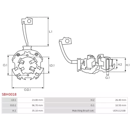 Porte-balais de démarreur pour BOSCH 0001372001, 0001372004, 0001372006, B001960018