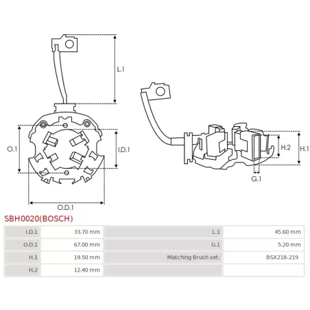 Porte-balais de démarreur pour BOSCH 0001107016, 0001107017, 0001107018, 0001107019