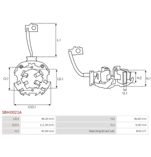 Porte-balais de démarreur pour BOSCH 0001371006, 0001371008, 000137101