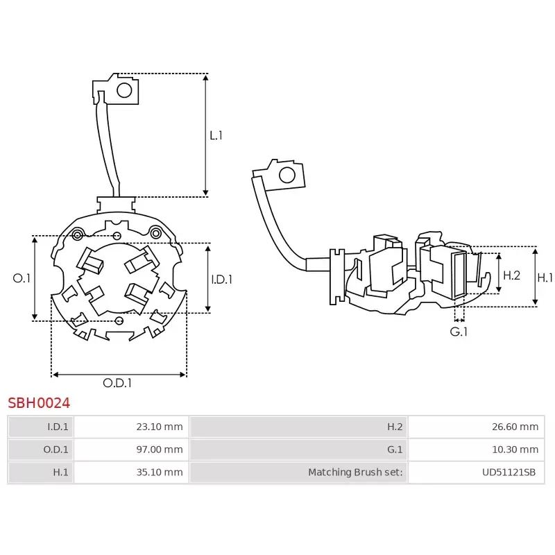 Porte-balais de démarreur pour BOSCH 0001369025, 0001372002, 0001372003, 0001372005