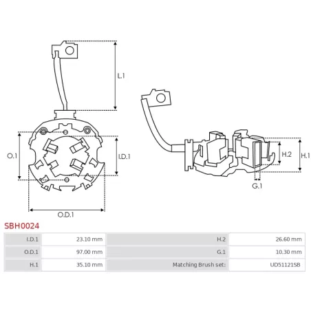 Porte-balais de démarreur pour BOSCH 0001369025, 0001372002, 0001372003, 0001372005