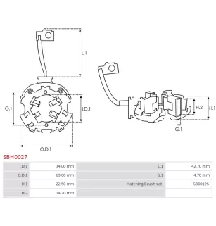 Porte-balais de démarreur pour BOSCH 0001137002, 0001137003, 000113700