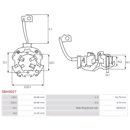 Porte-balais de démarreur pour BOSCH 0001137002, 0001137003, 0001137004, 0001137006