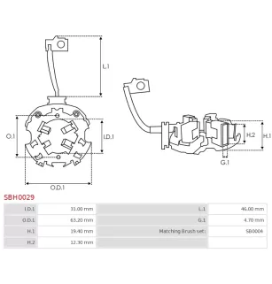 Porte-balais de démarreur pour BOSCH 0001107417, 0001107418, 000110742