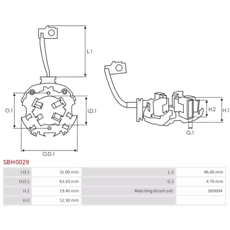 Porte-balais de démarreur pour BOSCH 0001107417, 0001107418, 0001107423, 0001107424