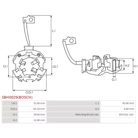 Porte-balais de démarreur pour BOSCH 0001107423, 0001107424, 0001107425, 0001107426