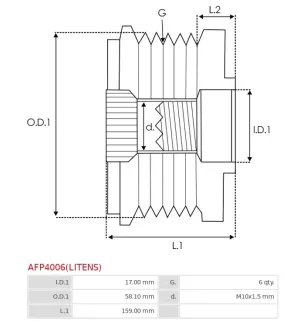 Poulie lente d’alternateur CARGO 333428, FORD 1079392, 1334133, 1488368, 98FF10C382BC, 98FF10C382BF, 98FF10C382BG, 98FF10C382BH