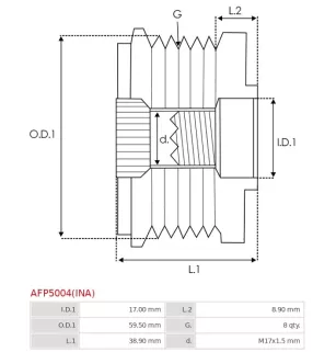 Poulie lente d’alternateur AS-PL UD13325AFP, CARGO 238068, 332313, IKA 3.5353.0, INA 5350049000, 535004910, F-236001