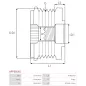 Poulie lente d’alternateur AS-PL UD49034AFP, IKA 3.5454.0, 3.5454.1, INA 5350146000, F-557045, F-557045.01, F-557045.02