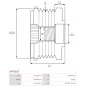 Poulie lente d’alternateur AS-PL UD11584AFP, CARGO 333081, IKA 3.5466.1, INA 5350154, 535015400, 535015410, F-550883