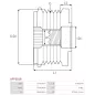 Poulie lente d’alternateur AS-PL UD11559AFP, CARGO 235873, 333463, CHRYSLER 04891737AB, 4891737AB, 4891767AB, IKA 3.5412.1