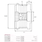 Poulie lente d’alternateur AS-PL UD101439AFP pour UD14692AFP, KRAUF APZ8776, MITSUBISHI A002TX1381, A2TX1381, AS-PL A5311