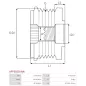 Poulie lente d’alternateur AS-PL UD809912AFP, INA 5350262000, 535026210, F-568003, F-628551, WAI / TRANSPO 24-83309, ZNP 28038