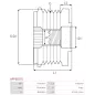 Poulie lente d’alternateur AS-PL UD101385AFP, IKA 3.5506.1, INA 5350273000, 535027310, F-600038, MITSUBISHI A00252C586FD