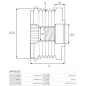 Poulie lente d’alternateur AS-PL UD19945AFP pour UD45271AFP, CARGO 333704, IKA 3.5507.0, 3.5507.1, INA 5350247000, 535024710